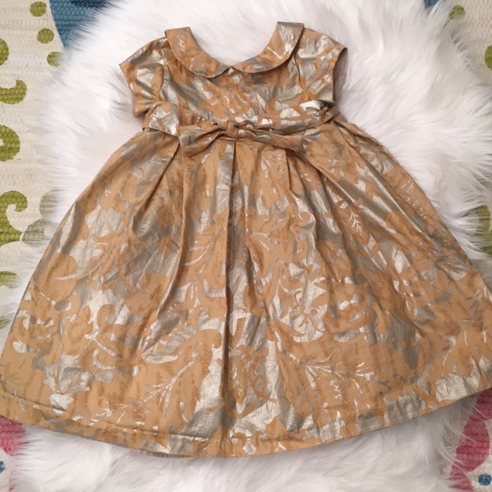 Cherokee Gold and Silver Metallic Floral Dress